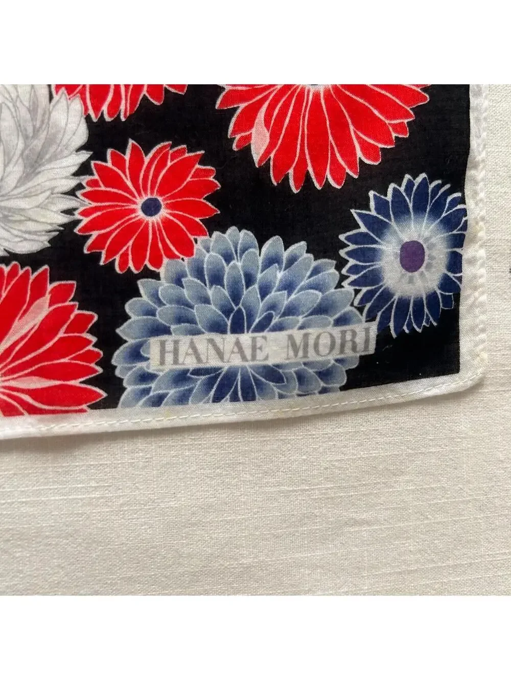 Black Floral Bandana Chrysanthemum Botanical Print Purple Red Scarf